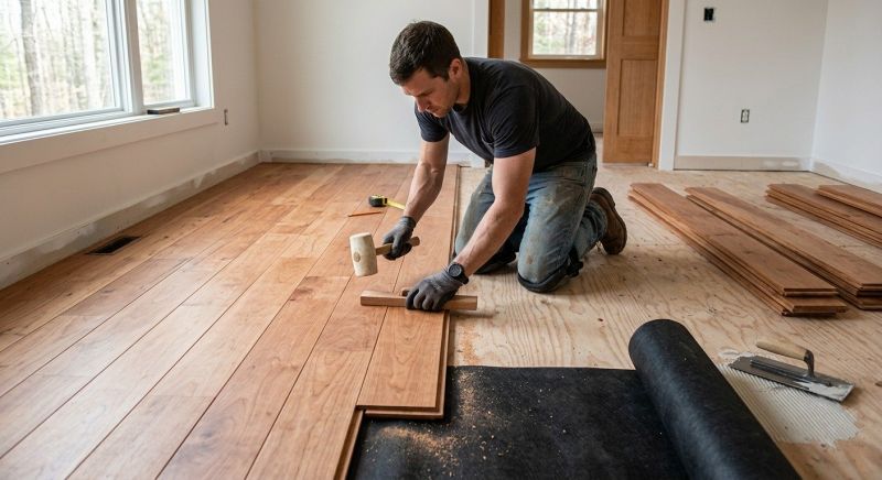 Cherry Floor Installation in Hooksett, NH